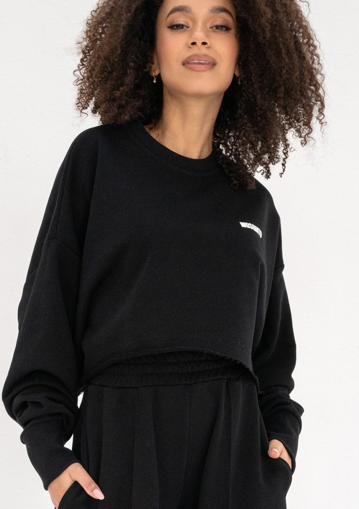 Shore Crop - Black crop oversize sweatshirt