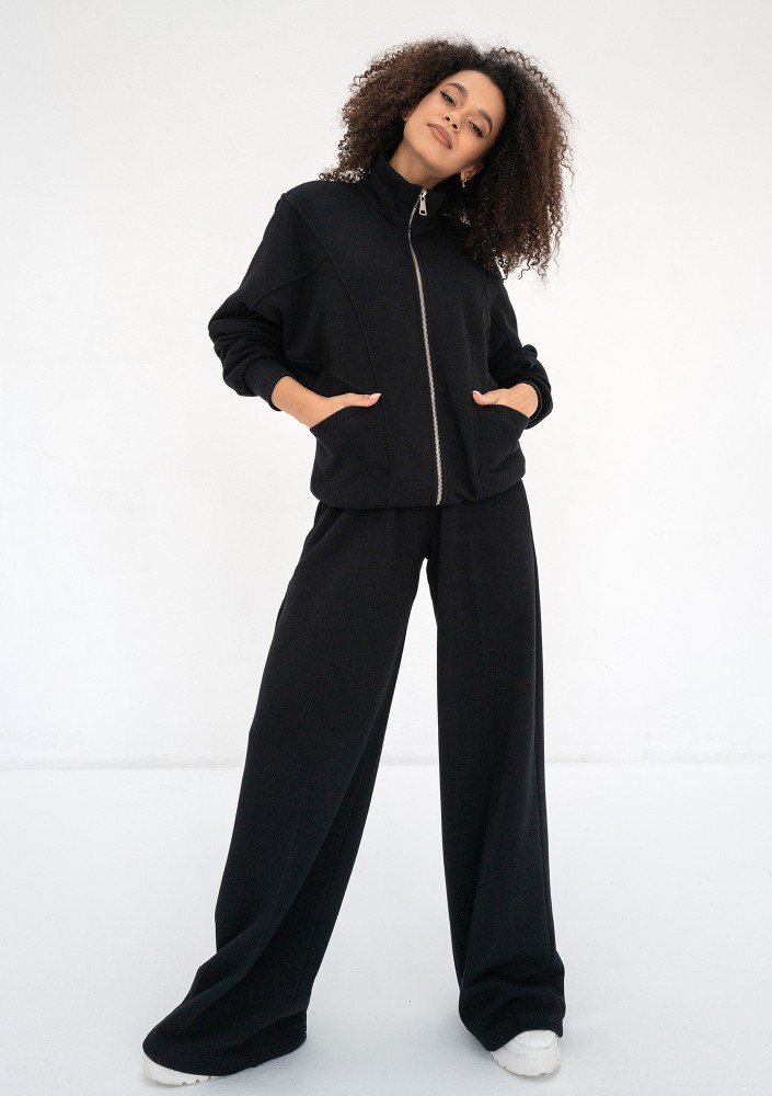 Based - Black oversize zipped sweatshirt
