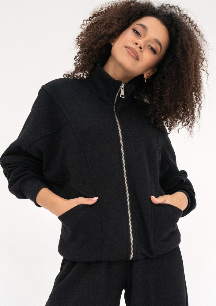 Based - Rozpinana bluza oversize ze stójką Black