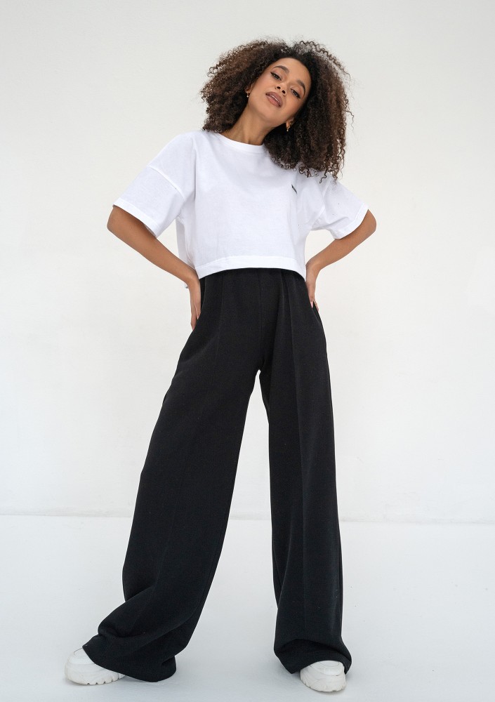 Costa - Spodnie dresowe z szeroką nogawką Black