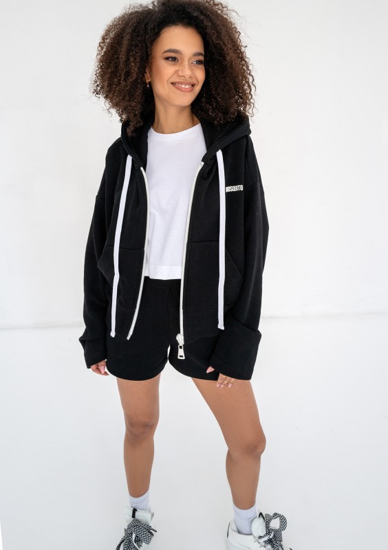 Bane - Black oversize zipped hoodie