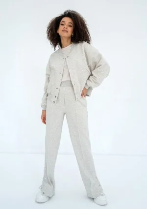 Club - Warm melange snap-buttoned sweatshirt