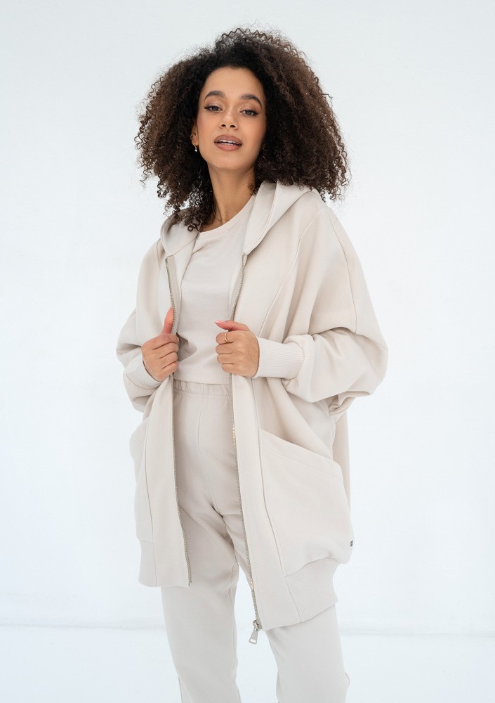 Amala - Coconut oversize zipped hoodie