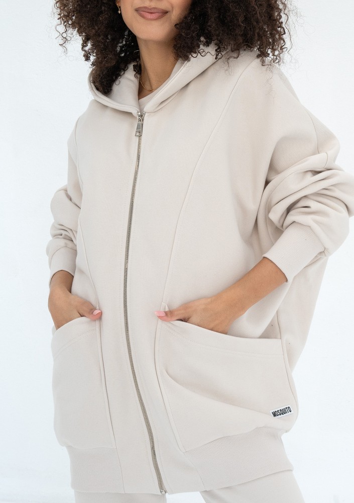 Amala - Coconut oversize zipped hoodie