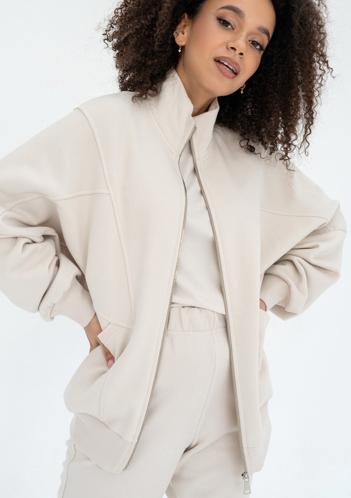 Based - Coconut oversize zipped sweatshirt
