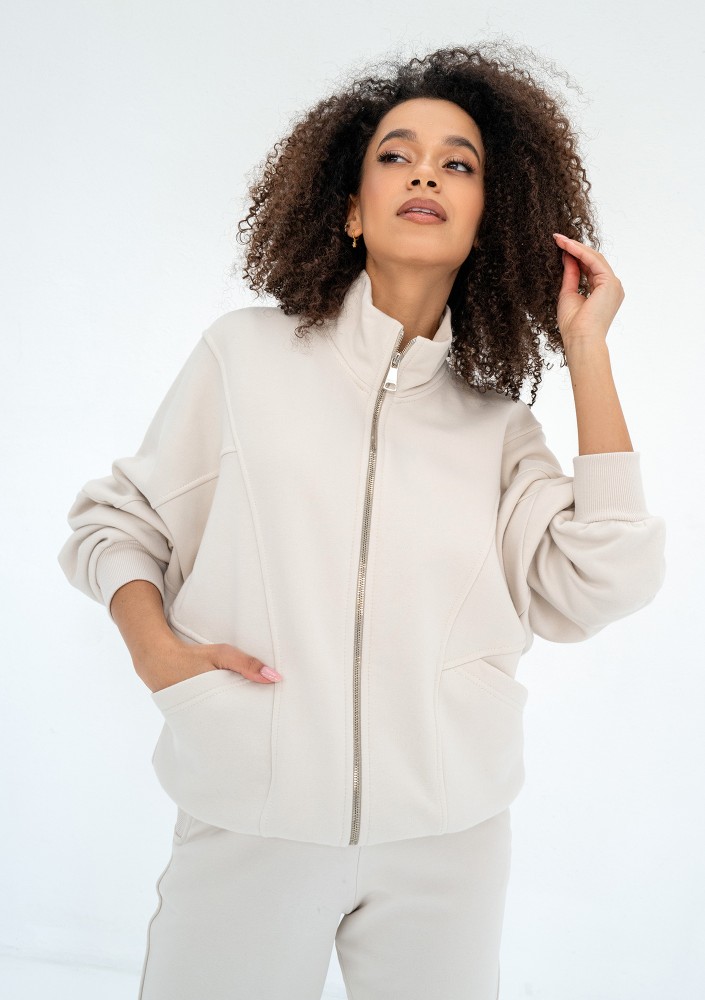 Based - Rozpinana bluza oversize ze stójką Coconut