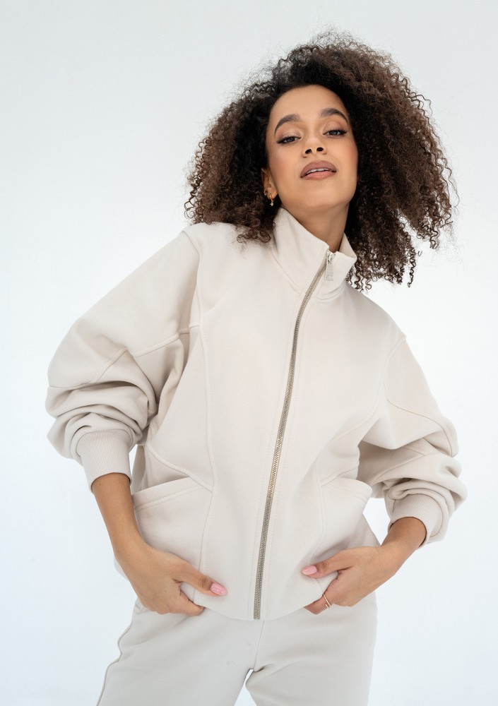 Based - Rozpinana bluza oversize ze stójką Coconut