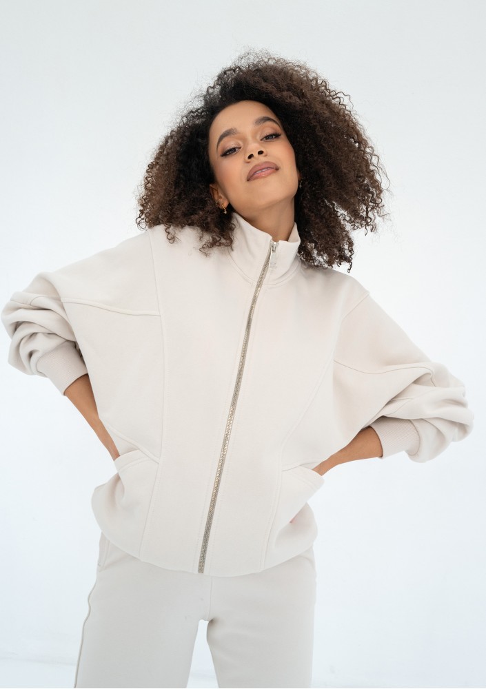 Based - Coconut oversize zipped sweatshirt