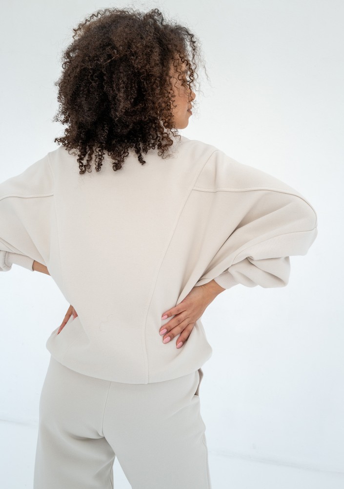 Based - Coconut oversize zipped sweatshirt