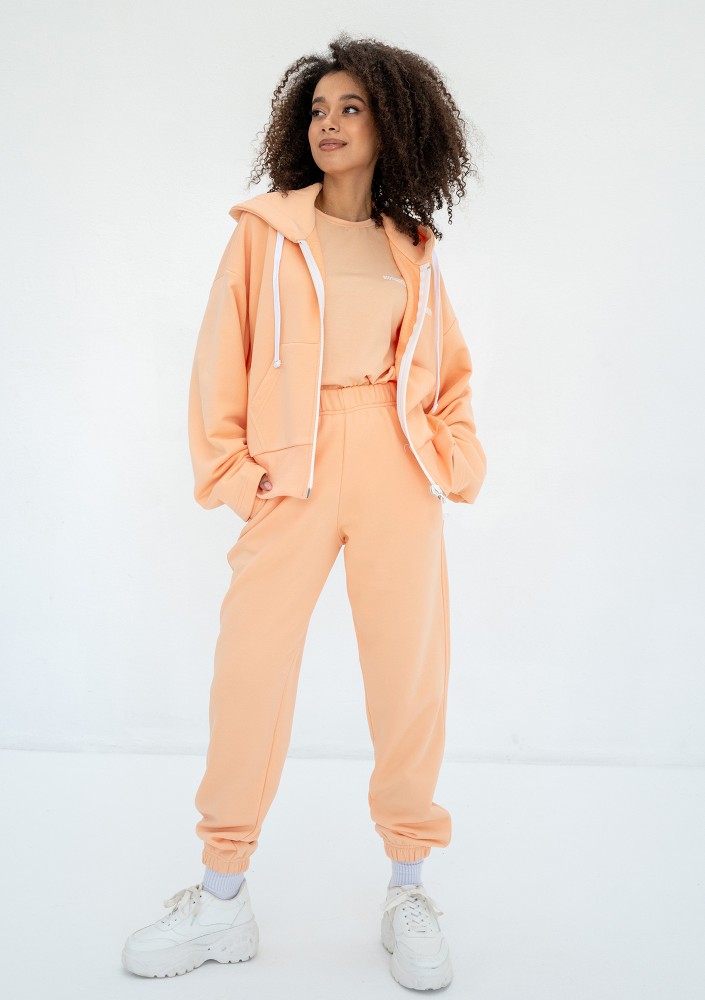 Bane - Peach fuzz orange oversize zipped hoodie