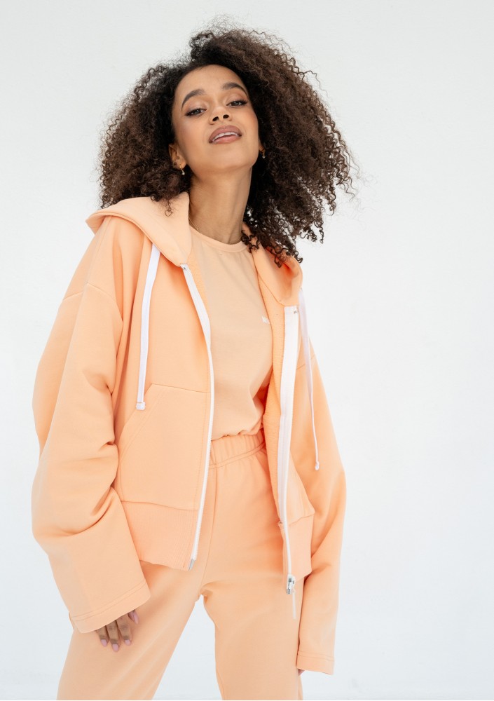 Bane - Peach fuzz orange oversize zipped hoodie