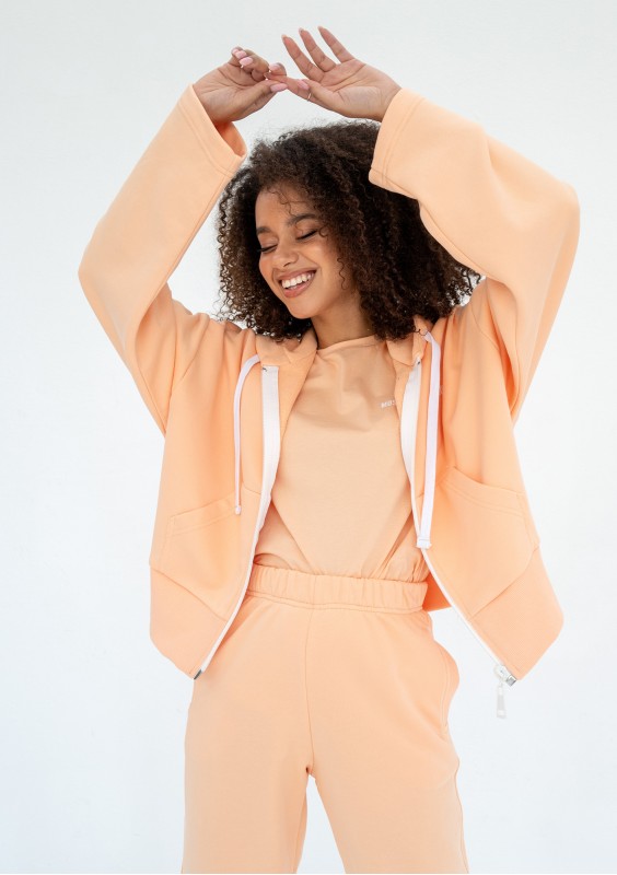 Bane - Rozpinana bluza oversize z kapturem Peach Fuzz