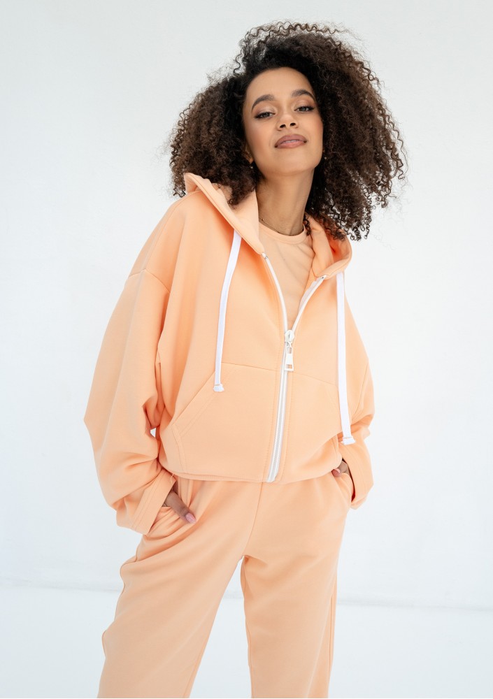 Bane - Rozpinana bluza oversize z kapturem Peach Fuzz