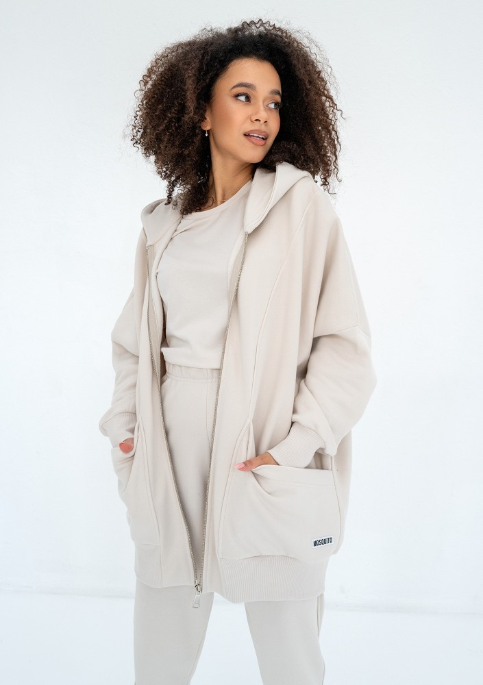 Amala - Coconut oversize zipped hoodie