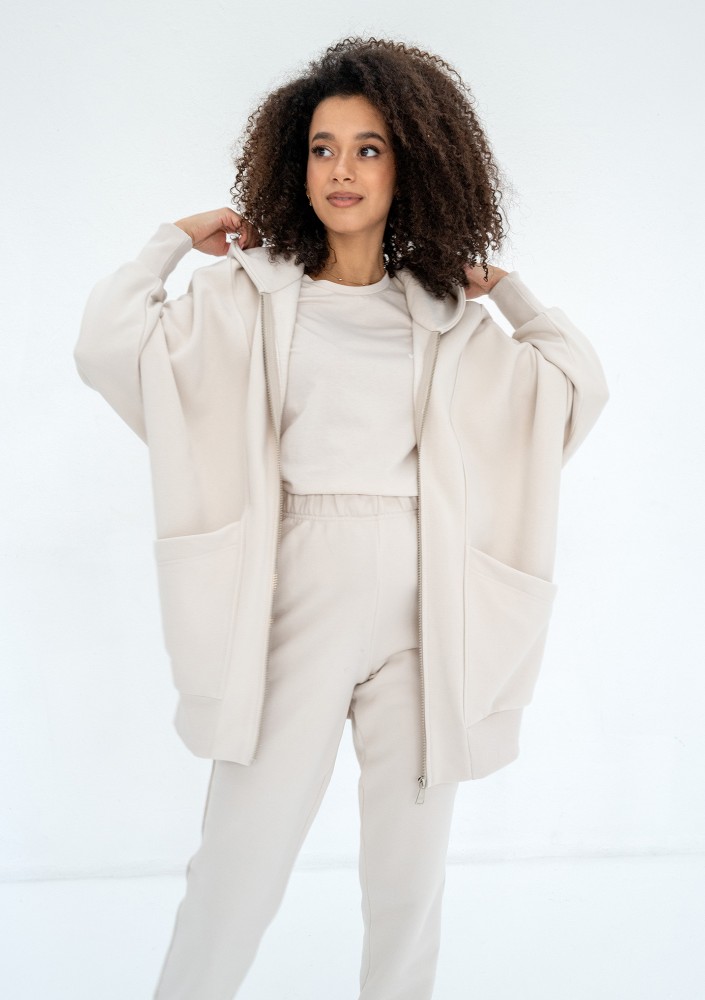 Amala - Coconut oversize zipped hoodie