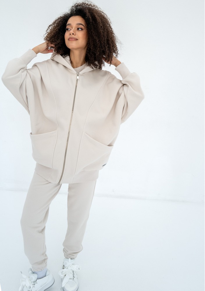Amala - Coconut oversize zipped hoodie