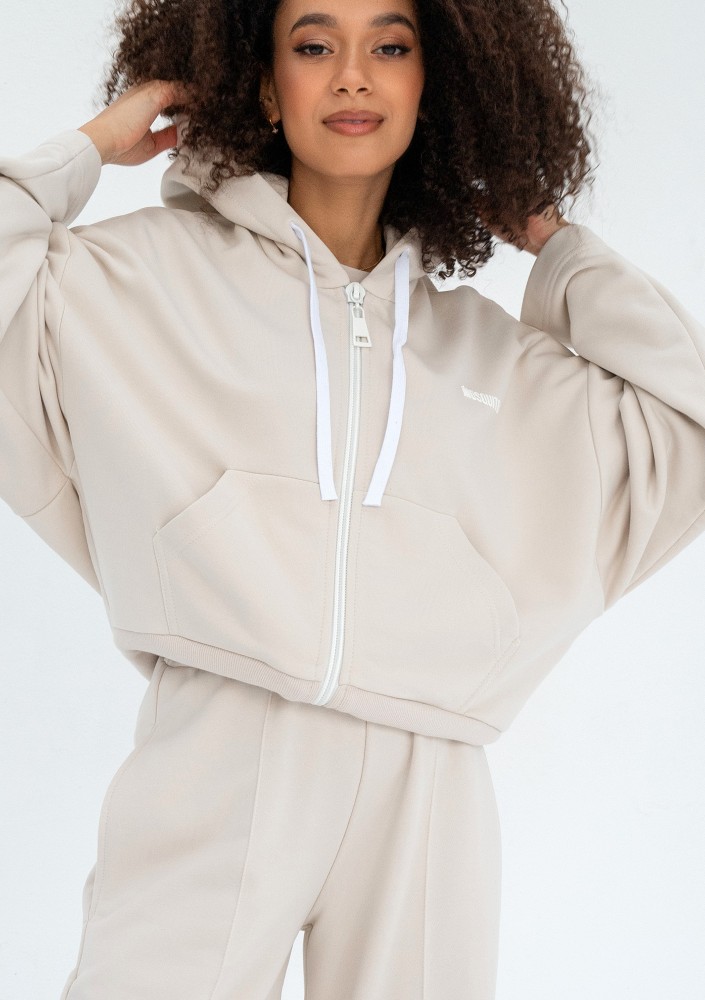 Bane - Rozpinana bluza oversize z kapturem Coconut