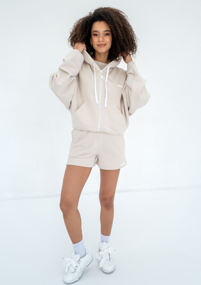 Bane - Rozpinana bluza oversize z kapturem Coconut