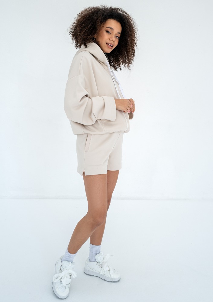 Bane - Rozpinana bluza oversize z kapturem Coconut