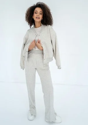 Club - Warm melange snap-buttoned sweatshirt