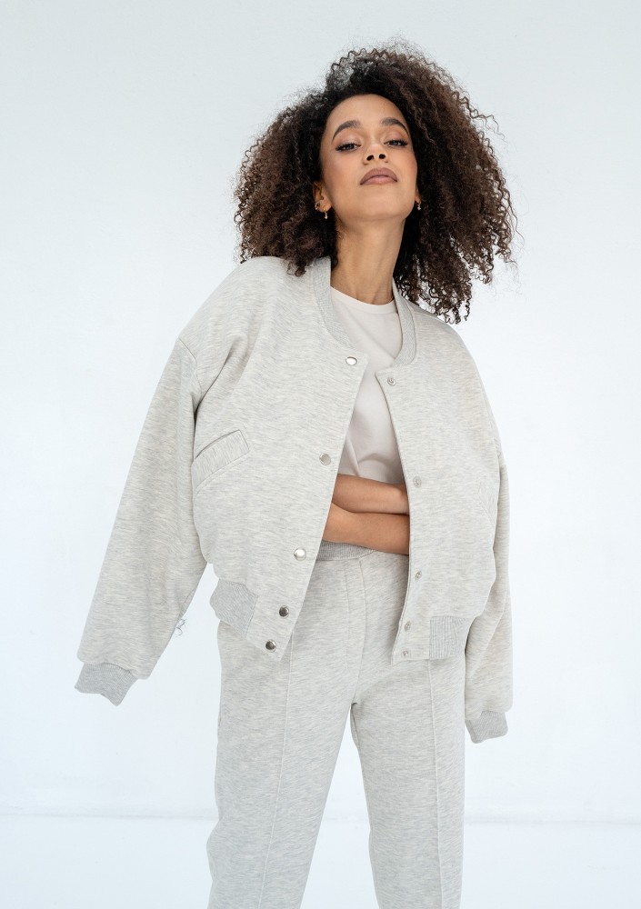 Club - Bawełniana bluza typu bomber Grey Melange