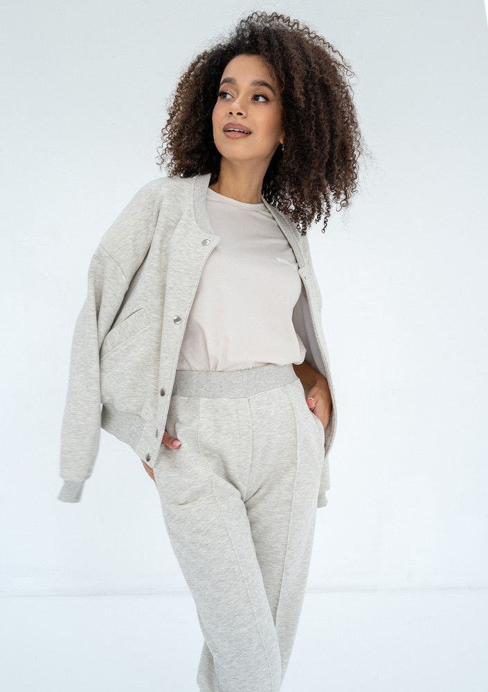 Club - Warm melange snap-buttoned sweatshirt