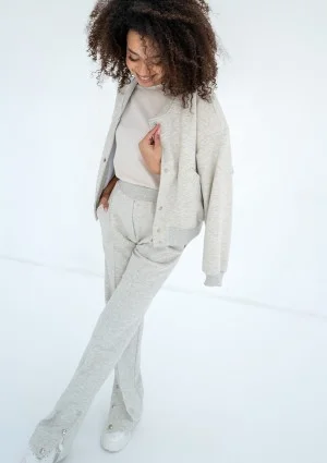 Club - Warm melange snap-buttoned sweatshirt
