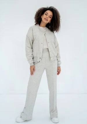 Club - Warm melange snap-buttoned sweatshirt