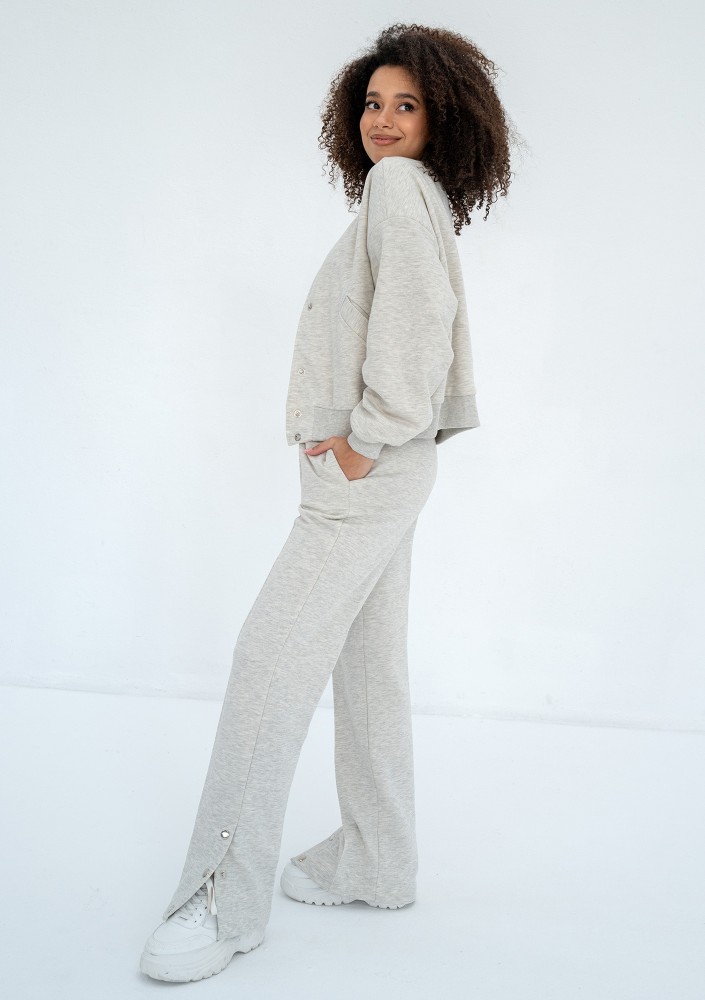 Club - Warm melange snap-buttoned sweatshirt