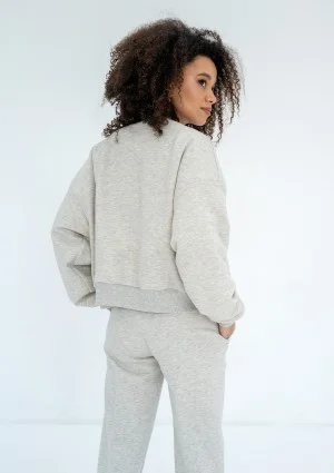Club - Warm melange snap-buttoned sweatshirt
