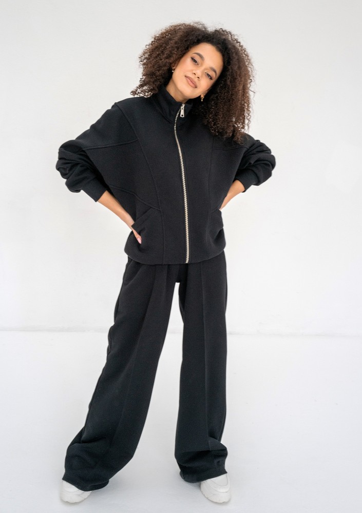 Based - Rozpinana bluza oversize ze stójką Black