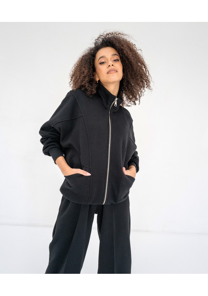 Based - Rozpinana bluza oversize ze stójką Black