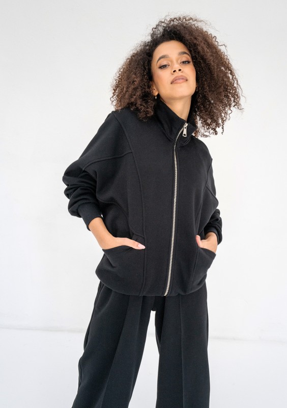 Based - Rozpinana bluza oversize ze stójką Black
