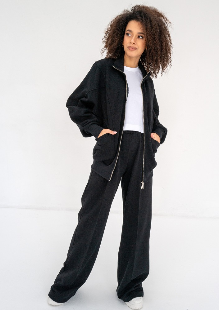 Based - Black oversize zipped sweatshirt