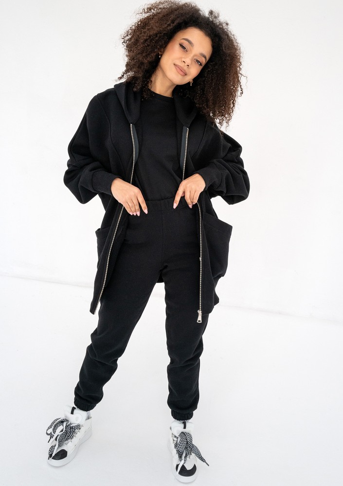 Amala - Oversizowa bluza rozpinana z kapturem Black