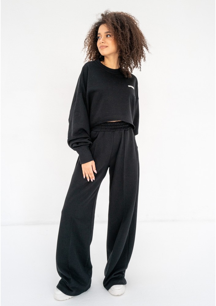 Shore Crop - Black crop oversize sweatshirt