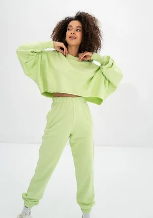 Shore Crop - Lime green crop oversize sweatshirt
