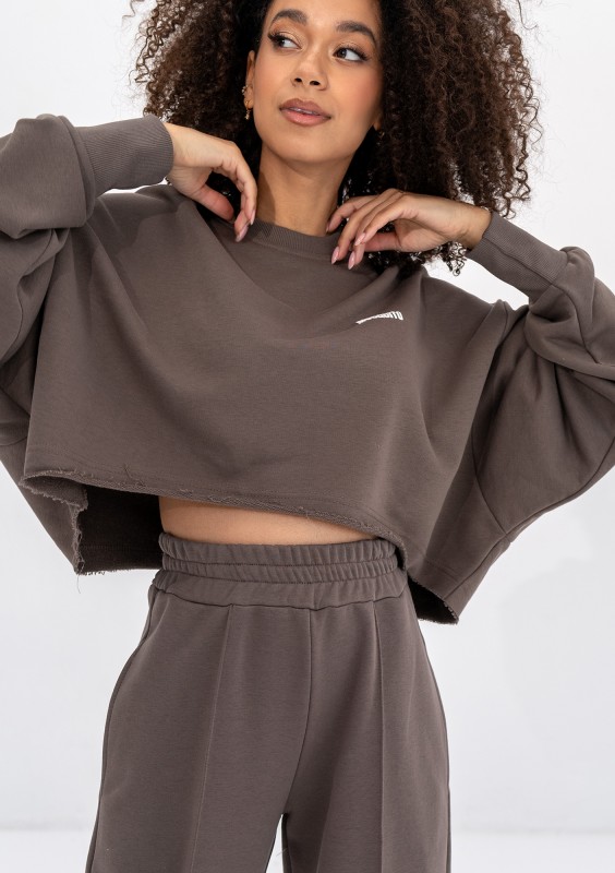 Shore Crop - Savannah tan brown crop oversize sweatshirt