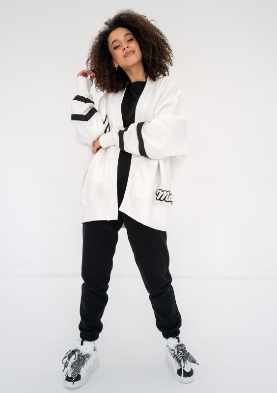 Riley - Creamy white oversize sweatshirt cardigan