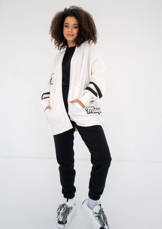 Riley - Creamy white oversize sweatshirt cardigan