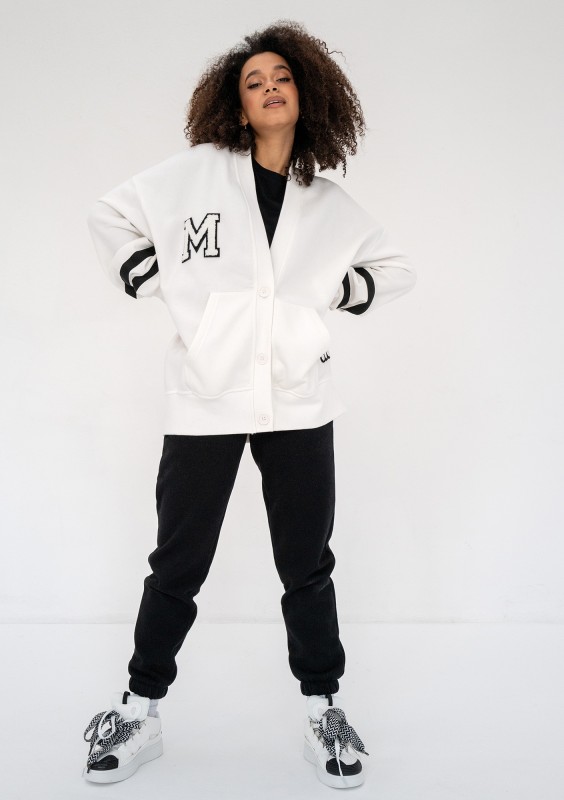 Riley - Creamy white oversize sweatshirt cardigan