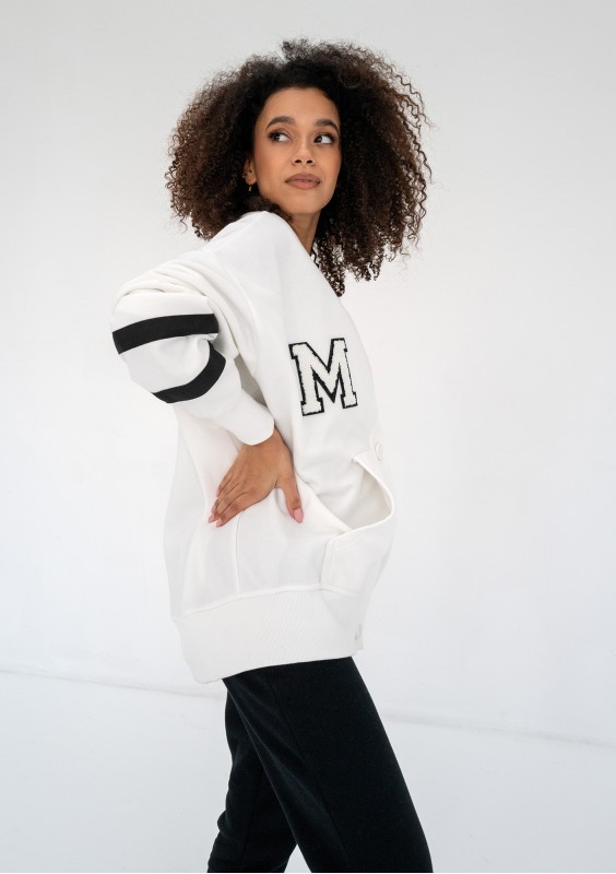 Riley - Creamy white oversize sweatshirt cardigan