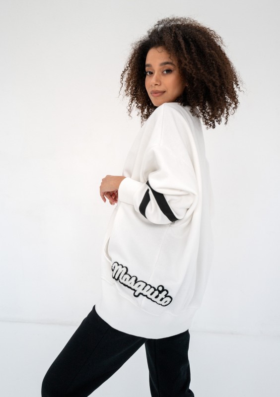 Riley - Creamy white oversize sweatshirt cardigan