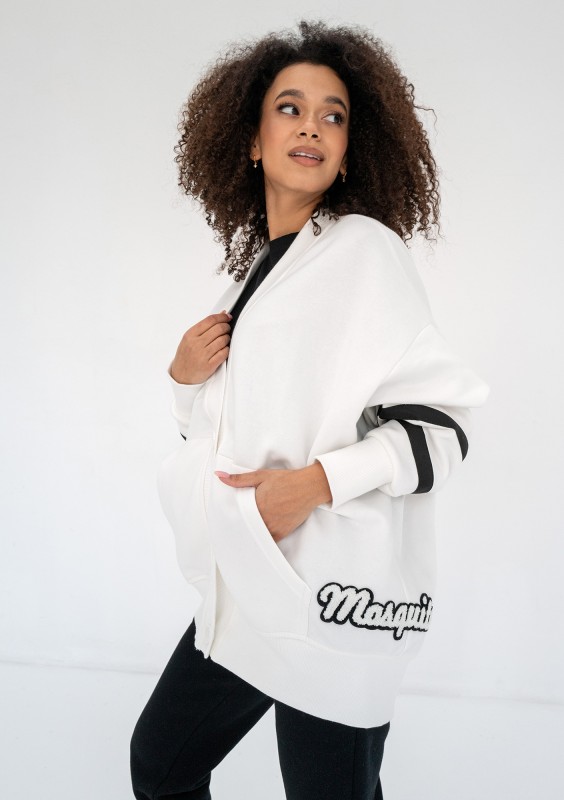 Riley - Creamy white oversize sweatshirt cardigan