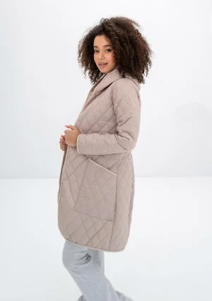 Nakya - Beige snap buttoned tight fit midi parka