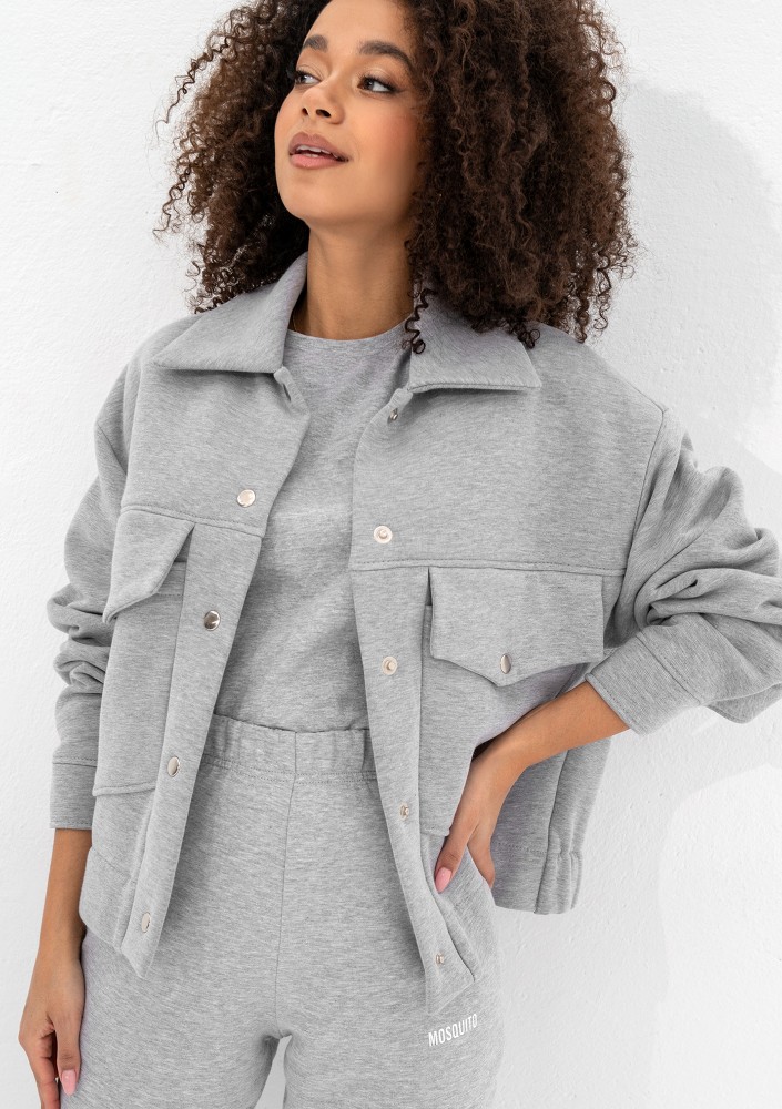 Tribe - Rozpinana bluza cargo Grey Melange