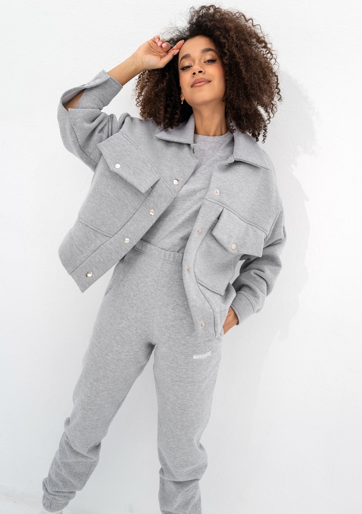 Tribe - Rozpinana bluza cargo Grey Melange