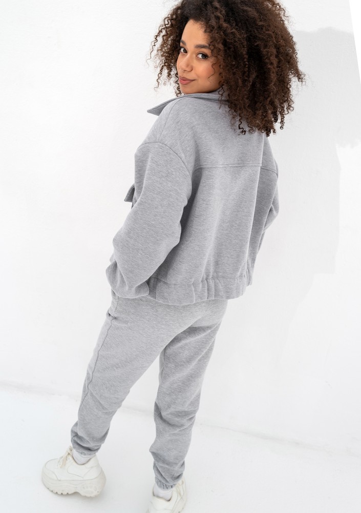 Tribe - Rozpinana bluza cargo Grey Melange