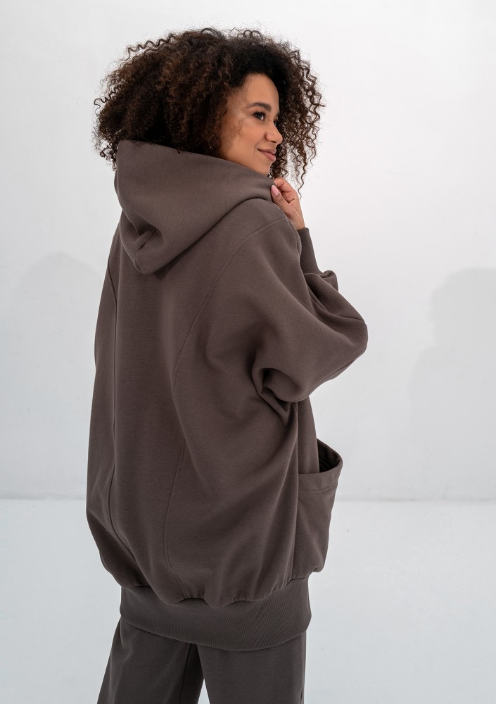 Amala - Savannah tan brown oversize zipped hoodie