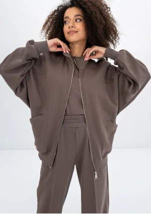 Based - Rozpinana bluza oversize ze stójką Savannah Tan
